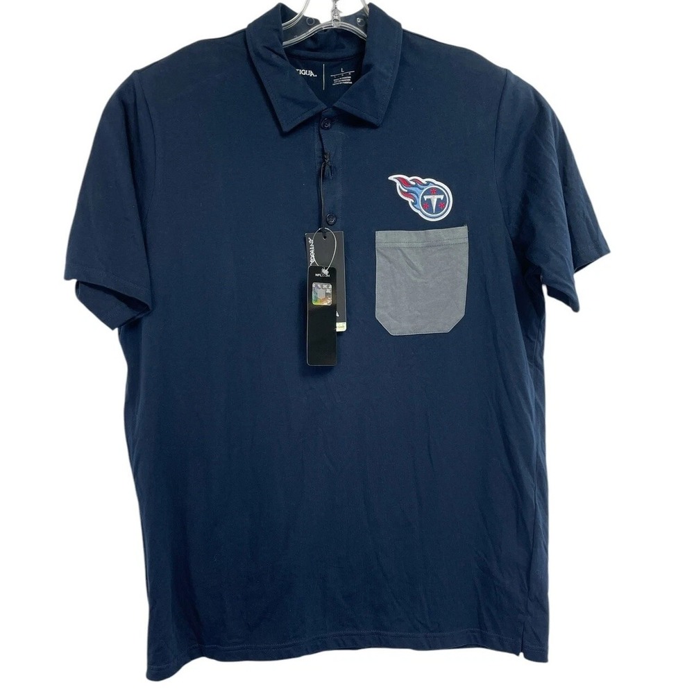 Tennessee Titans/Antigua Mens‎ Sz Large Blue Polo Shirt (Q42) NWTs